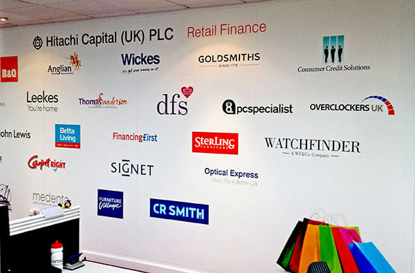 Company Logos on a wall